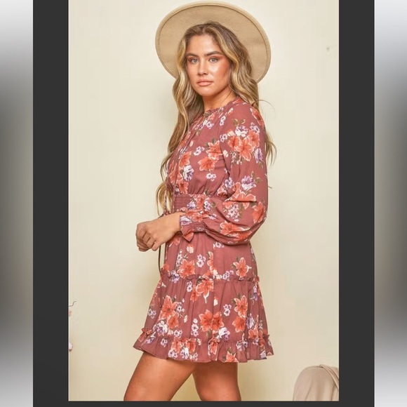 🆕 Peach Love California Floral Mini Dress. L. NWT💥💥 - Picture 3 of 4